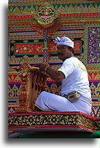 Balinese Musician Playing Metallophone::Bali, Indonesia::