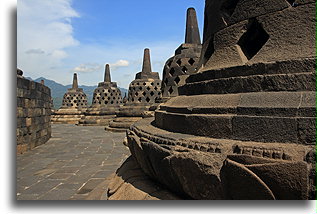 Stupas of Borobudur::Borobudur Buddhist Temple, Java Indonesia::