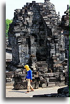 Worker at Candi Sewu::Sewu Buddhist Temple, Java Indonesia::