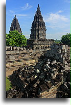 Ruins of Prambanan Smaller Temples::Prambanan Hindu Temple, Java Indonesia::