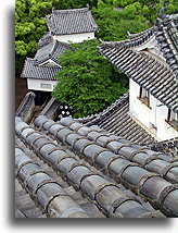 Widok z Donjon::Zamek Himeji-jo, Japonia::