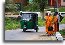 Buddhist Monks and Tuk-tuk::Buddist Temples, Sri Lanka::