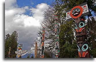 Totem Poles in Stanley Park::Vancouver, British Columbia, Canada::