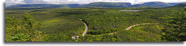 Panoramic View from Berry Hill::The Long Range Mountains once bordered an ancient ocean, Gros Morne Mountain (806 m) is far right::