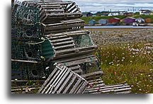 New and Old Lobster Pots::Two types of Lobster pots stacked in Parson's Point::