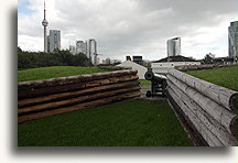 Earthworks and Cannon::Fort York, Toronto, Canada::
