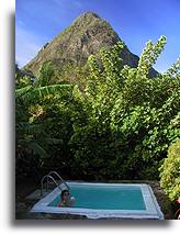 Plunge Pool with Pitons View::St. Lucia, Caribbean::