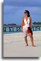 White Swimsuit and Sarong::Rangali Island, Maldives::