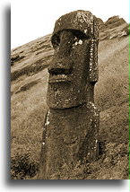 Stone Statue in Rano Raraku Crater::Easter Island::