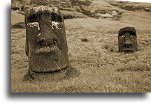 Two Faces at Rano Raraku::Easter Island::