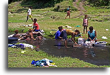 Washing at Hot Springs::Tanna Villages, Vanuatu, South Pacific::