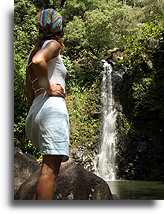 Górny wodospad Puohokamoa::Wyspa Maui, Hawaje::