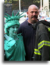 Fireman and Lady Liberty::New York City, USA::