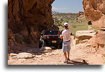 Heading up S.O.B. Hill::Needle District in Canyonlands, Utah, USA::