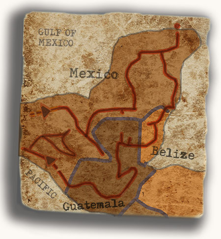 Świat Majów - mapa wyprawy
