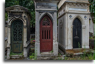 Three Mausoleums::Pere Lachaise Cemetery, Paris, France::