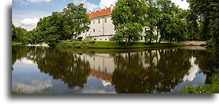 Reflection in the water::Szydłowiec Castle, Poland::