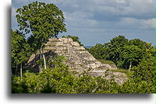 Piramida w Akropolu Południowym::Yaxhá, Gwatemala::