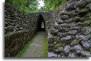 High Wall Passageway::Becán, Campeche, Mexico::