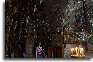 Greek Orthodox Vigil Lamps::Tomb of the Virgin, Jerusalem, Israel::