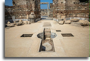 Greek Cross Shaped Baptismal Font::Basilica of St. John, Ephesus, Turkey::