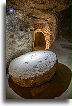 Disk-shaped doors::Kaymakli Underground City, Cappadocia, Turkey::