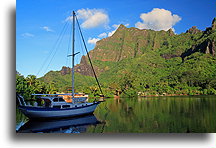 Sailboat at Anchor::Moorea, French Polynesia::