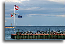 Parking dla rowerów::Wyspa Mackinac, Michigan, USA::